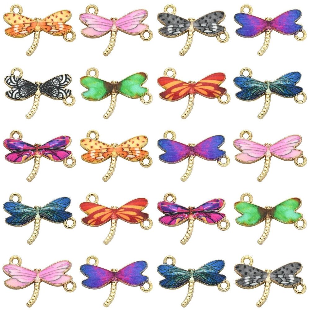 2334 45 Pcs 9 Colors Small Insect Charms Cute Enamel Connector Charms